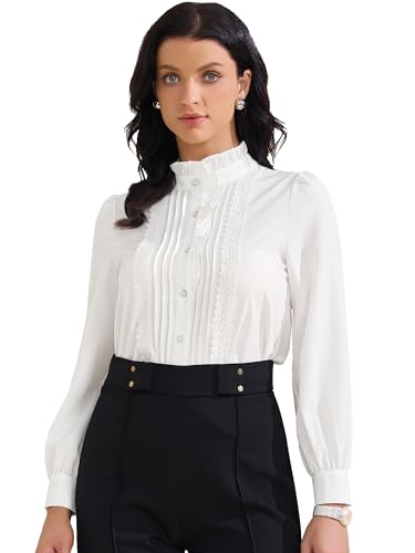 Chemise à volants boutonnée pour femme chic et décontractée