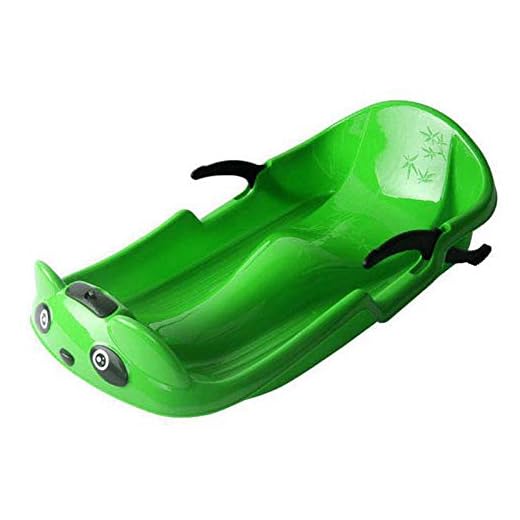 Barnens styrsläde Barns släde Snowbob Ski Bob Släde for barn Plastsläde Barn med 2 Handtag Bromshandtag Långt dragsko Säker och Stabil for utomhus Ski Grass Dune, röd (Color : Green)