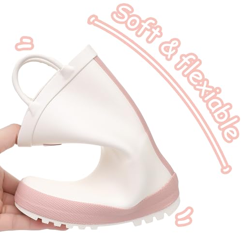 RAINANGEL Toddler Rain Boots with Easy-On Handles, Waterproof Rubber Kids Rain Boots for Girls and Boys, in Fun Printed & Colors Unisex-Child Outdoor Rain Boots3