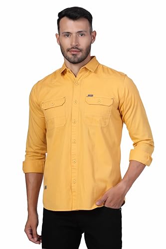 Image of Men's Cotton Twill Utility Shirt | Full Sleeve Button-Down Casual Shirt | Dual Chest Pockets | Comfortable Regular Fit | Everyday Wear