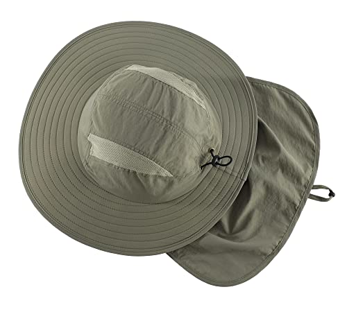 Image of Home Prefer Mens UPF 50+ Sun Protection Cap Wide Brim Fishing Hat with Neck Flap
