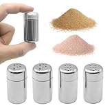 Stankey Up Juego de 4 mini cocteleras de acero inoxidable, 5 ml, recipientes con tapas de tornillo, portátil para camping, barbacoa, pícnic, cocina y mesa