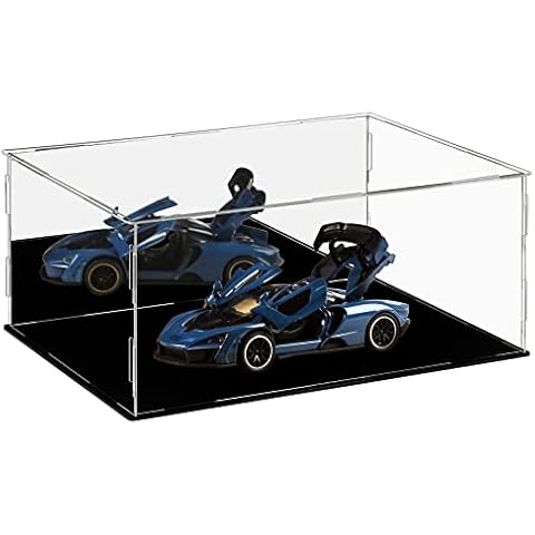 Dezzer Acrylic Display Case with Black Base, Assemble Countertop Clear Acrylic Box Organizer Riser Dustproof Protection Showcase for Action Figures Toys, Collectibles, Home Storage (35x25x15cm) Cover