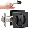 POFEIKTS Matte Black Pocket Door Hardware with Privacy Lock & Latch - Contemporary Style for Square Pocket Doors(1 Pack)