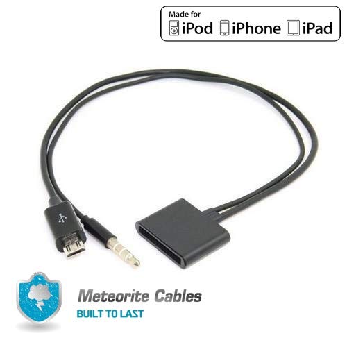 Micro USB to 30 Pin For iPhone 4S 4 Speaker Dock 3.5mm Audio Adapter Blk