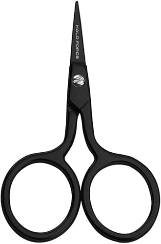 HALO FORGE Tijeras de bordado pequeñas tijeras de punta recta afiladas de acero inoxidable forjado negro, tijeras de precisión para cortar hilo de