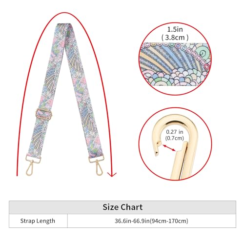 Image of ZOOEASS Wide Shoulder Strap Adjustable Replacement Belt Guitar Style Crossbody Bag Handbag Strap Multicolor Canvas Straps(Wide:1.5in)(Color52)