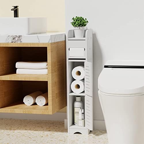 GAKOV Small Bathroom Storage Cabinet, 4-Tier Bathroom Organizer, Toilet Paper Organizer for Small Space Corner and Small Bathroom Organizer(White)
