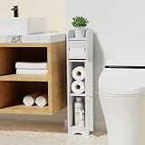 GAKOV Small Bathroom Storage Cabinet, 4-Tier Bathroom Organizer, Toilet Paper Organizer for Small Sp