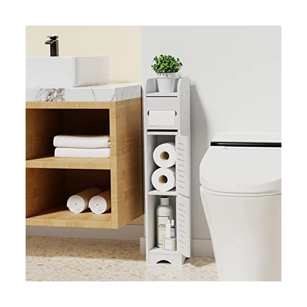 GAKOV Small Bathroom Storage Cabinet, 4-Tier Bathroom Organizer, Toilet Paper Organizer for Small Space Corner and Small Bathroom Organizer(White)