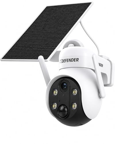 Defender AI 4K Solar Powered Everwatch PTZ 360 PTZ Wireless Battery Security Camera AI Tracking Two-Way Talk Color Night Vision Setup in 3 Minutes Includes 3W Solar Panel Empower App (1-Pack)