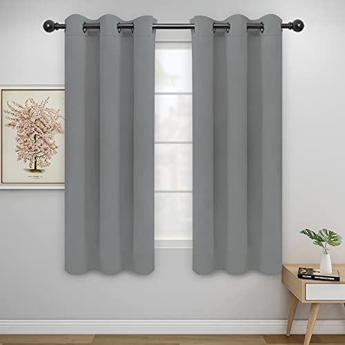 Image of Easy-Going Blackout Curtains for Bedroom, Solid Thermal Insulated Grommet and Noise Reduction Window Drapes, Room Darkening Curtains for Living Room, 2 Panels(42x63 in, Light Gray)