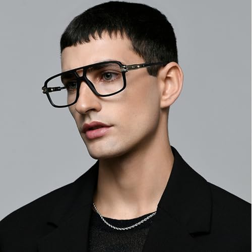 Image of Lenskart Studio Hip Hop Ft. Divine | Full Rim Square Zero Power Bluecut & Antiglare Computer Eyeglasses For Eye Protection And Strain | Men & Women | Large | LK E000086