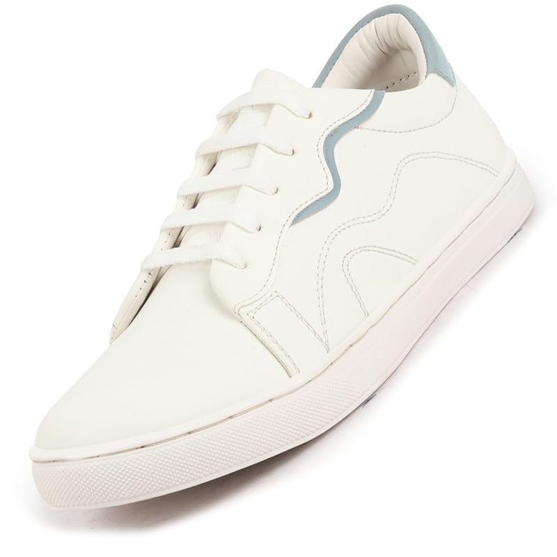 FAUSTO FST SNK-9 WHITE-42 Mens White Classic Lace Up Elevated Look Sneaker Shoes with Contrast Sole|Low Ankle|Casual Shoe (8 UK) (B0D121PB12) Amazon Price History, Amazon Price Tracker