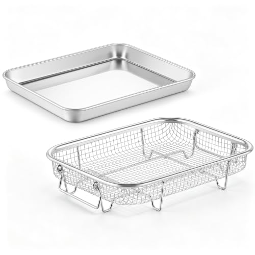 TeamFar Air Fryer Basket for Oven, 10.4" x 8" Air Fryer Basket and Tray