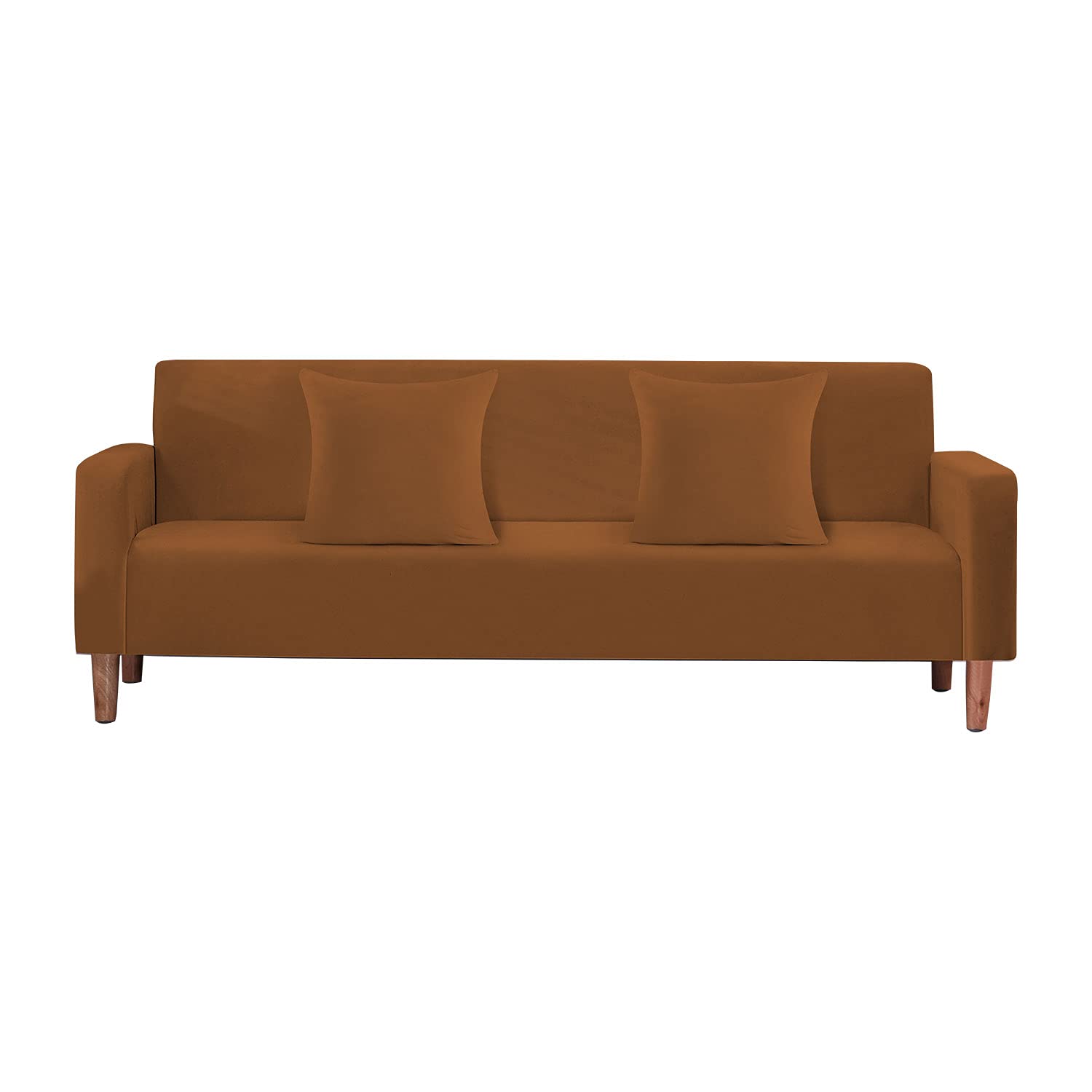 WedDecor Thick Velvet Sofa Cover 4 Seater Crushed Couch Slipcover, Super Stretch, Non-Slip Soft Plush Sofa Furniture Protector for Living Room, Machine Washable, Brown Tan, (235 x 310cm) — image 1