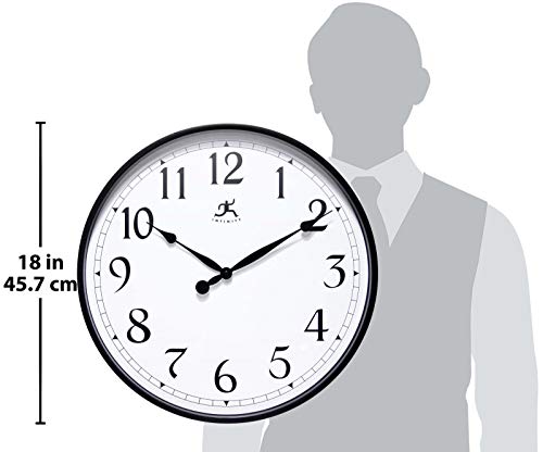 Infinity Instruments Ltd. Officium 18 Inch Plain Office Wall Clock Business Easy To Read Battery Operated (Black) #TOP4
