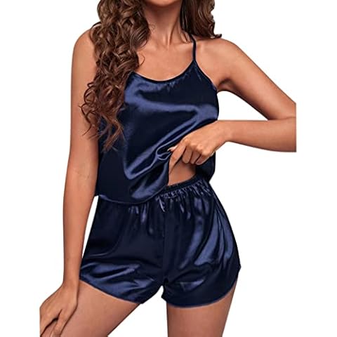 SDERG Women's Satin Pajamas Cami Shorts Set Cover