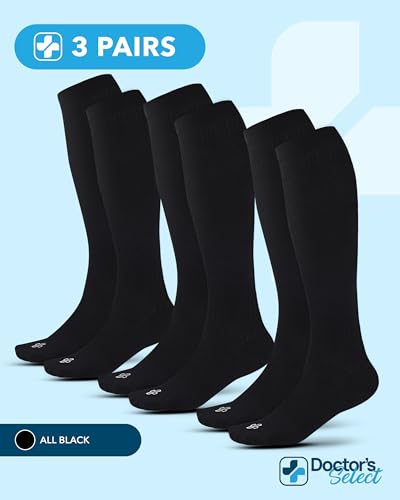 Image of Doctor's Select Bamboo Viscose Light Compression Socks for Women & Men - 3 Pairs, 8-15 mmHg Compression Socks, Knee High
