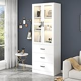 Design elegante: vetrina bianca realizzata a mano con eleganti maniglie nere su ogni cassetto e porta, aggiunge raffinatezza e glamour a qualsiasi stanza