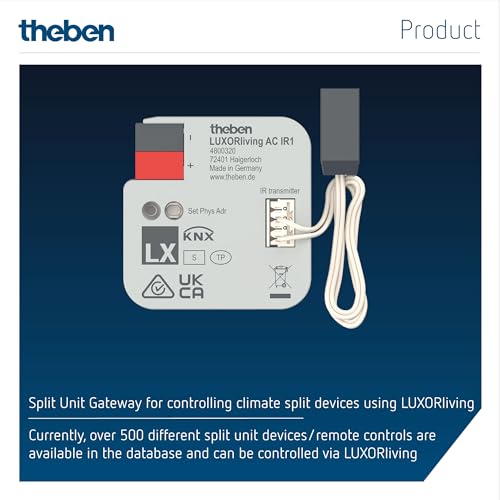 Theben 4800320 LUXORliving AC IR1 I Split Unit Gateway I Steuerung von Klima Split Geräten I IR Gateway I Klimageräte I Für KNX Smart Home-System LUXORliving