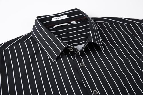 Alex Vando Mens Button Down Shirts Wrinkle Free 4-Way Stretch Print Business Casual Shirt
