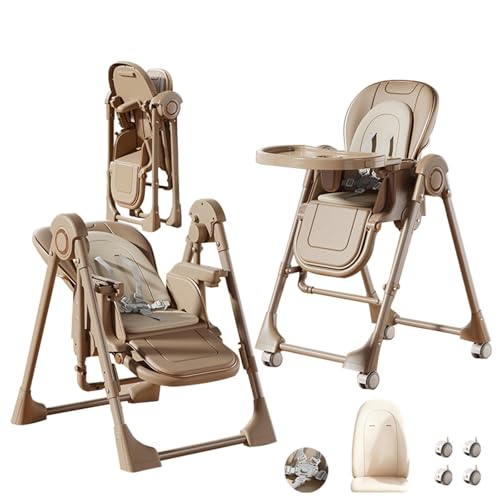 MoLi Cuir PU Chaise Haute, Chaises Hautes avec Fonction de Balancelle, Chaise Haute Bébé Plateau...
