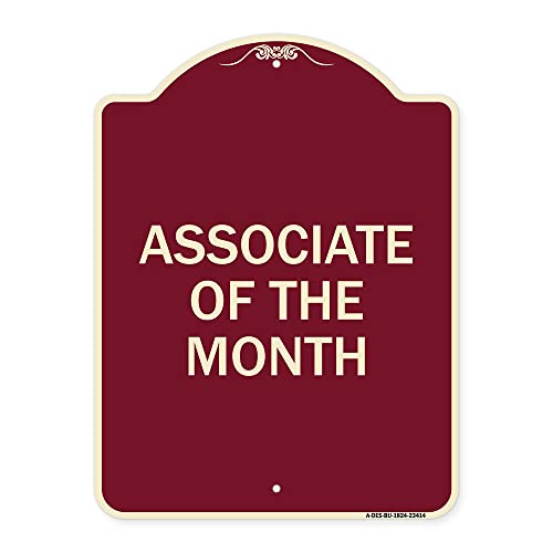 SignMission Designer Series Sign - Associate of The Month | Burgundy 18" x 24" Heavy-Gauge Aluminum Architectural Sign | Protect Your Business & Municipality | Made in The USA
