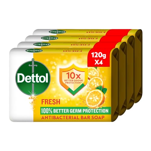 Dettol Fresh Anti-Bacterial Bathing Soap Bar Citrus & Orange Blossom Scent 120g x4