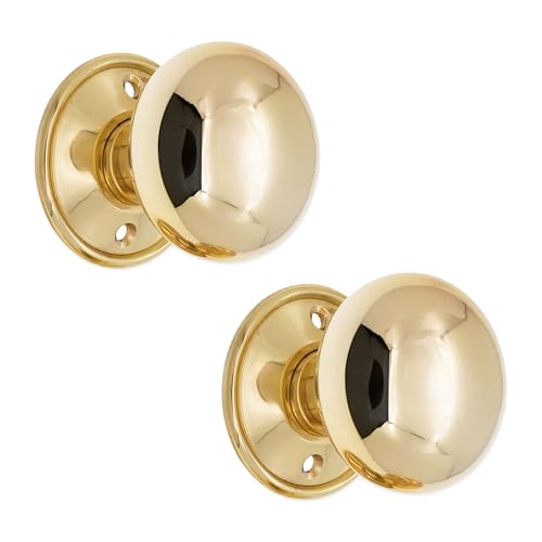 Infinity Decor Victorian Period Cottage Pair Door Knob Mortice Handle Brass (50mm, Polished Brass)
