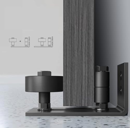Image of S&Z TOPHAND 36in x 80in MDF Deep Gray British Brace Knotty Barn Door with 6.6FT Sliding Door Hardware Kit /Simple Assembly is Required