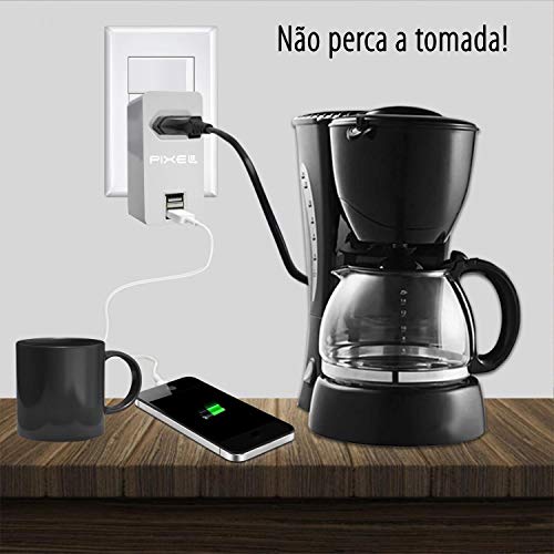 Fonte USB com duas portas e tomada - Pixel TI - A062USB