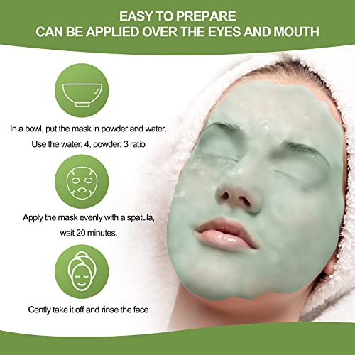 Peel Off Face Mask Hydro Jelly Facial Mask Powder Green Tea Face Mask Skin Care Peel Off Hydrating Jelly Face Masks For Facials Diy Spa Skin Treatment Face Care Rubber Mask Anti Acne 300G/10.5Oz #TOP4