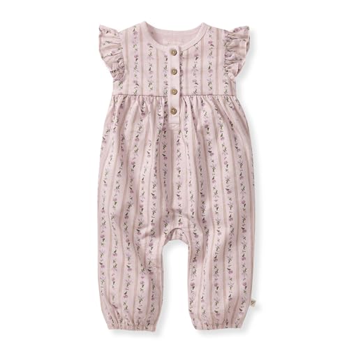 Image of Burt's Bees Baby Baby Girls' Jumpsuit, 100% Organic Cotton One-piece Sleeveless Outfit Coverall
