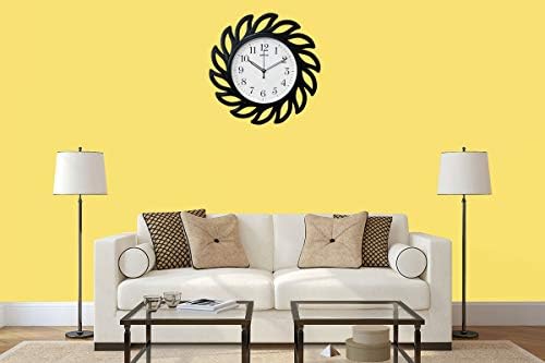 Oreva Plastic Wooden Look Designer Silent Wall Clock (35.8 x 35.8 x 4 cm, Black, AQ 6287 SS)