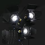 focos estudio segunda mano El paquete incluye: 3 focos LED Fresnel de 100 W [3 unidades] 3 m de potencia [3 piezas] puerta de granero [3 piezas] gel de color (3200 k) [3 piezas] soporte [1 pieza] funda blanda con ruedas.