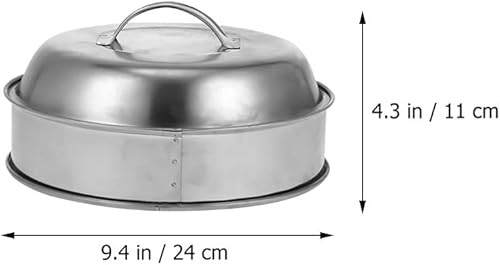 Miniatura 2 de Hemoton Cúpula de fusión de queso, accesorios de parrilla de acero inoxidable, cubierta de vapor de metal para parrilla, color plateado, 9.4 in