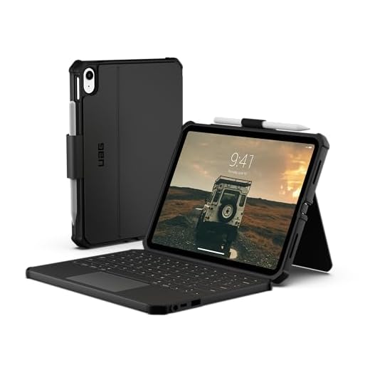 URBAN ARMOR GEAR UAG Designed for iPad 11" A16 (11th Gen 2025) iPad Air 11" M3 (7th Gen 2025) Case, Rugged Case with USB-C Keyboard US English - Military Grade Folio Cover with Pencil Holder, Black