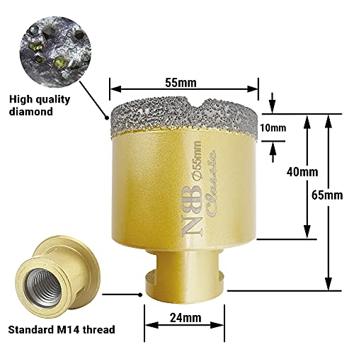 NBB vacuum brazed diamond hole saw with M14, Classic Golden type - Image 2