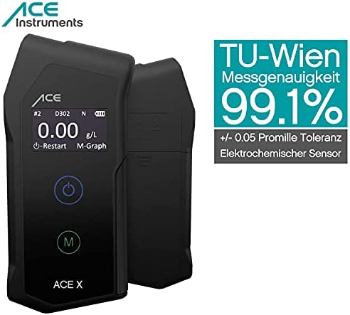 ACE X Alcohol Breathalyzer - Portable Breath Tester for Consumer and Professional Use - Alkomat Test Accuracy Winner with 99.1%