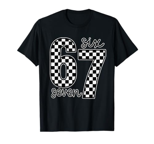 Funny Six Seven 67 Checkered Meme Cool Design for Boys Kids T-Shirt