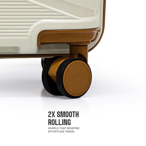 Image of Police Origine Cabin Trolley | 65L Capacity TSA Lock 8 Smooth 360 Spinner Wheels Telescopic Handle PP Hard Shell | Lightweight 20 inch Cabin Luggage for Travel & Weekend Trips (Beige /TAN)