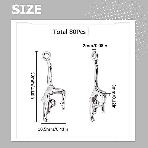SUNNYCLUE 1 Box 80Pcs Gymnast Charm Gymnastic Charms Sports Bulk Tibet Style Alloy Dance School Cheerleader Gymnastic for jewellery Making DIY Bracelet Necklace Earring Craft - Image 2