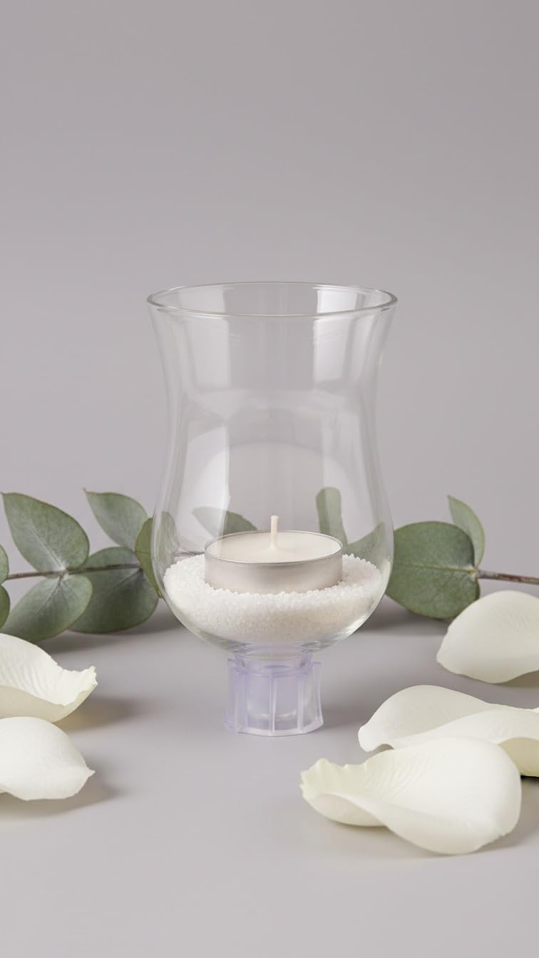 Peg Votive Candle Holder Clear Glass with a Rubber Grommet for tealights, Oil Lamps, LED, Votive Candles. 4" High with the Neck fits in 7/8" Candle Cup. Set of 4