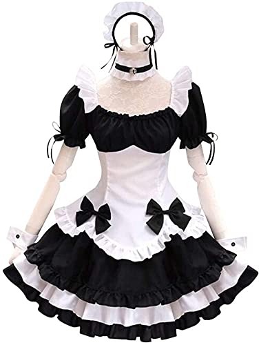 maxToonrain Disfraz de sirvienta para mujer, disfraz de anime, cosplay, Halloween, disfraz de disfraz francés para mujeres y niñas (color negro, M) Cover