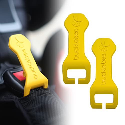 Image of Bucklebee Easy Car Seat Buckle Release Aid for Children Unbuckle Car Seat Release Tool - Car Seat Button Pusher - Car Seat Opener for Nails - Car Seat Buckle Release Tool Buddy Me (2 Packs Yellow)