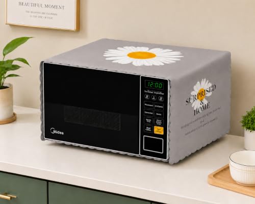 Image of Microwave Oven Cover - Waterproof & Dustproof Protective Cover for Kitchen, Heat Resistant Fabric, Universal Fit for Standard Microwave Ovens, Easy Clean Stylish Printed Design (Grey)