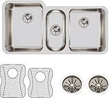 Elkay Lustertone Classic ELUH4020DBG Stainless Steel Triple Bowl Undermount Sink Kit