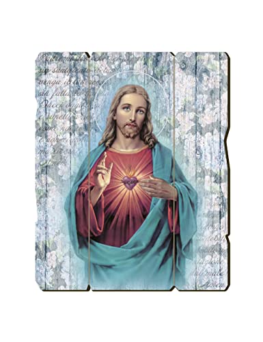 Fratelli Bonella | Cuadro de madera moldeada estilo vintage del sagrado corazón de Jesús 19 x 24 cm | Fabricado en Italia Cover