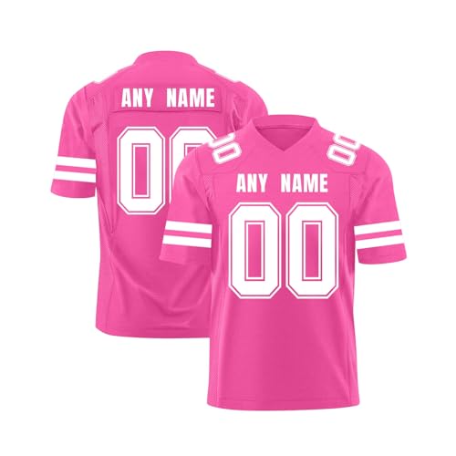 Vêtement de Football Américain Personnalisable | T-Shirt ou Maillot à Manches Courtes Style Rugby | pour Club, École, Enfants et Ados Rose